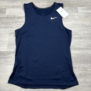Nike Dri-Fit Stock Muscle Running Tank Men's Small‎ Blue CV2697-420 Track NWT